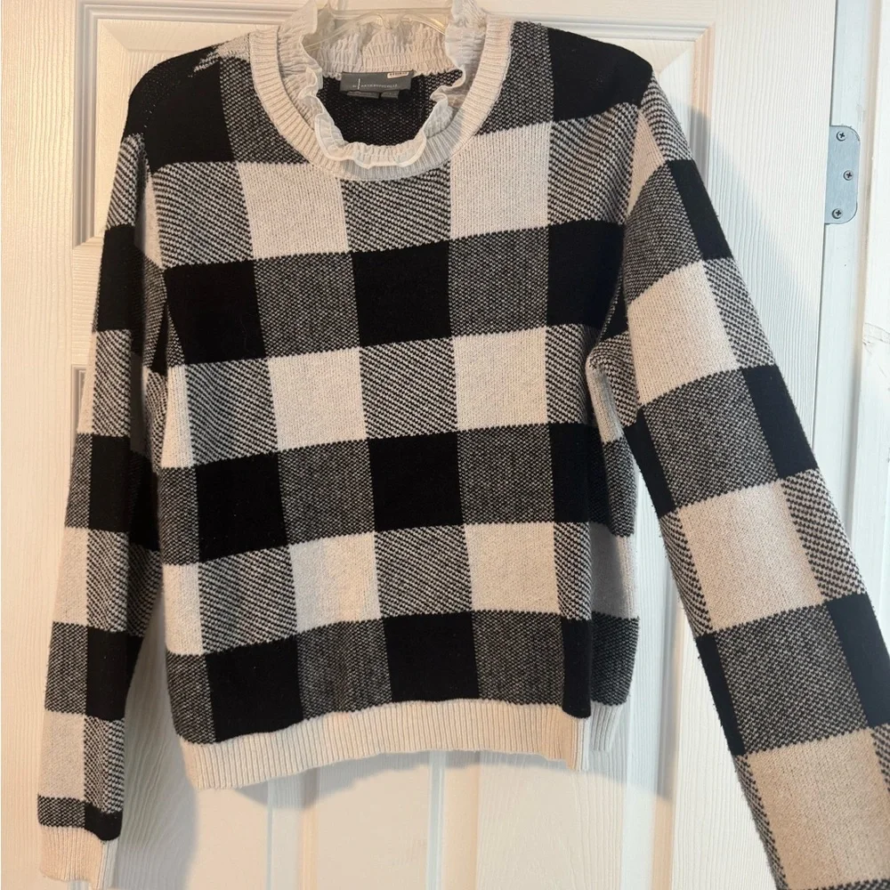Anthropology Black and White Checkered Women's Sweater - Picture 3 of 5